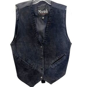 Vtg Mens Western Suede Vest Medium Cowboy Biker‎ 90s Snap Rodeo Heritage Moto